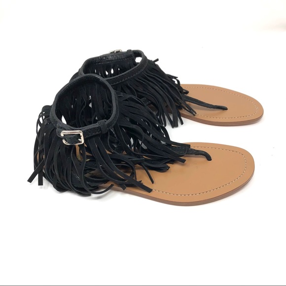 PRADA black suede fringe thong sandals, size 38, NWT - Picture 7 of 14